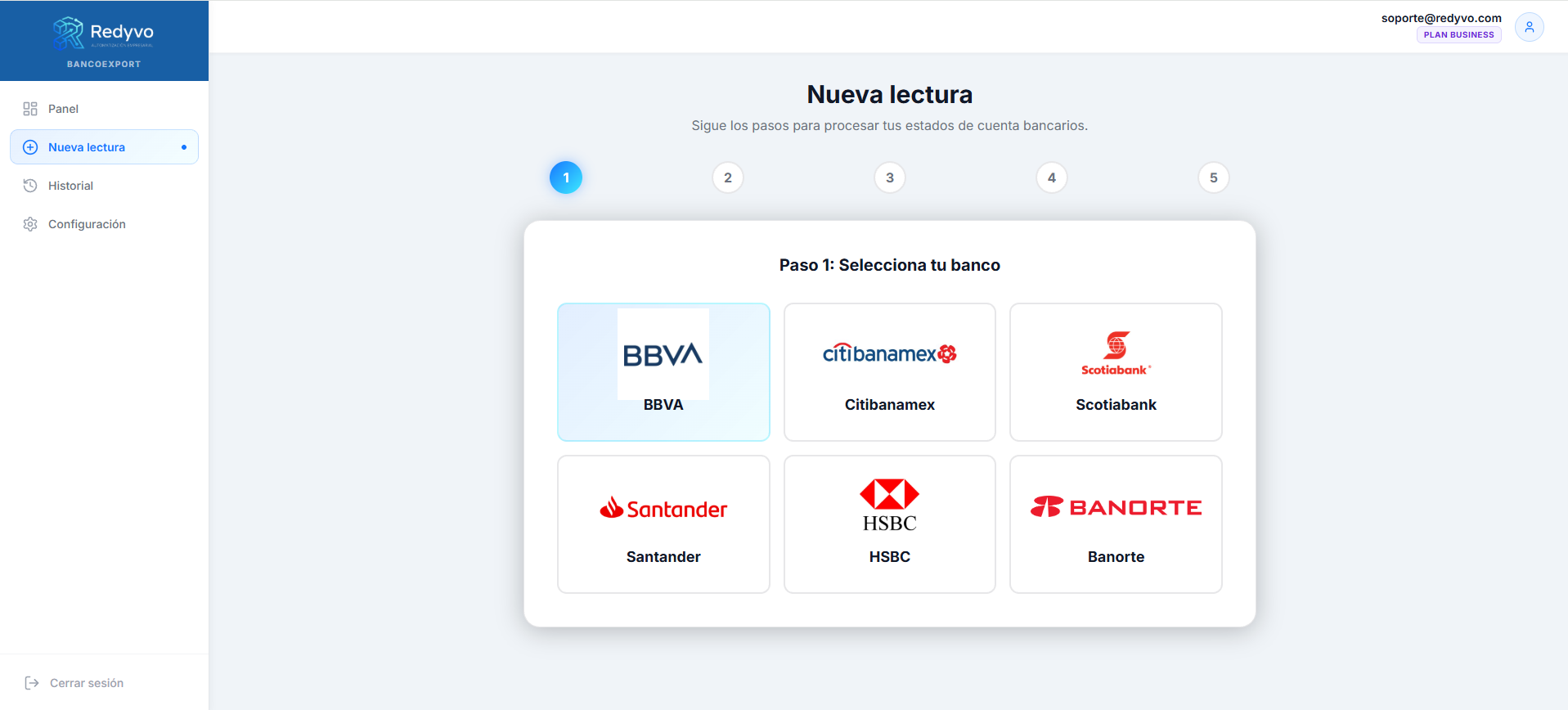 Flujo de nueva lectura en BancoExport